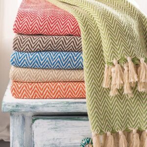 Herring Bone Design Cotton Hand Woven Throw