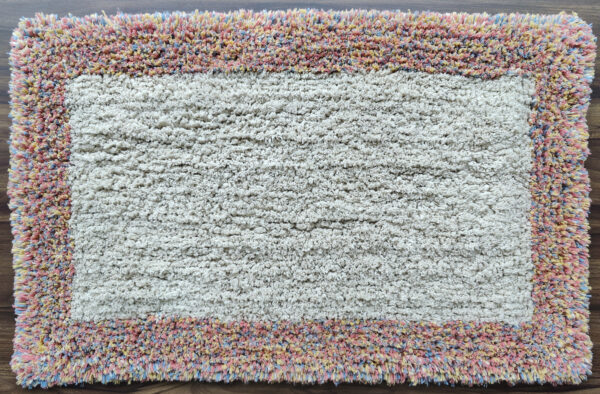 Cotton Multi Colour Border Shaggy Rug