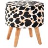 Wooden Stool with Animal Skin Printed Fabric