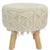 Wooden Stool with Macrame Cotton Dori