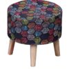 Wooden Stool with Printed Gems Deisgn Fabric
